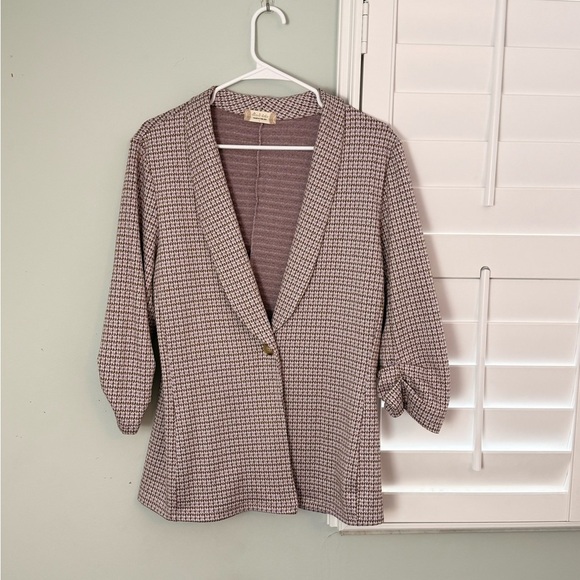 Altar'd State Jackets & Blazers - Altar'd State Houndstooth Blazer Cardigan Brown Lilac Large Made in USA